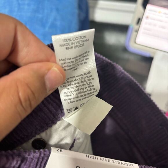 NEW PacSun Pacific Sunwear Women's 26 Purple High Rise Straight Corduroy Jeans - Picture 9 of 11